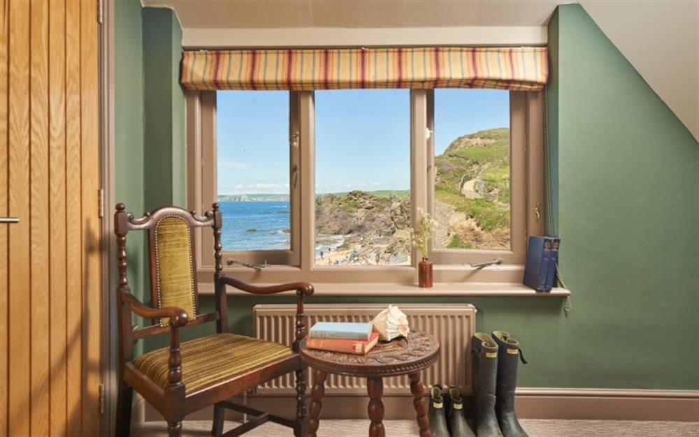 Super views from the bedroom.  at Beachcomber Cottage in Hope Cove