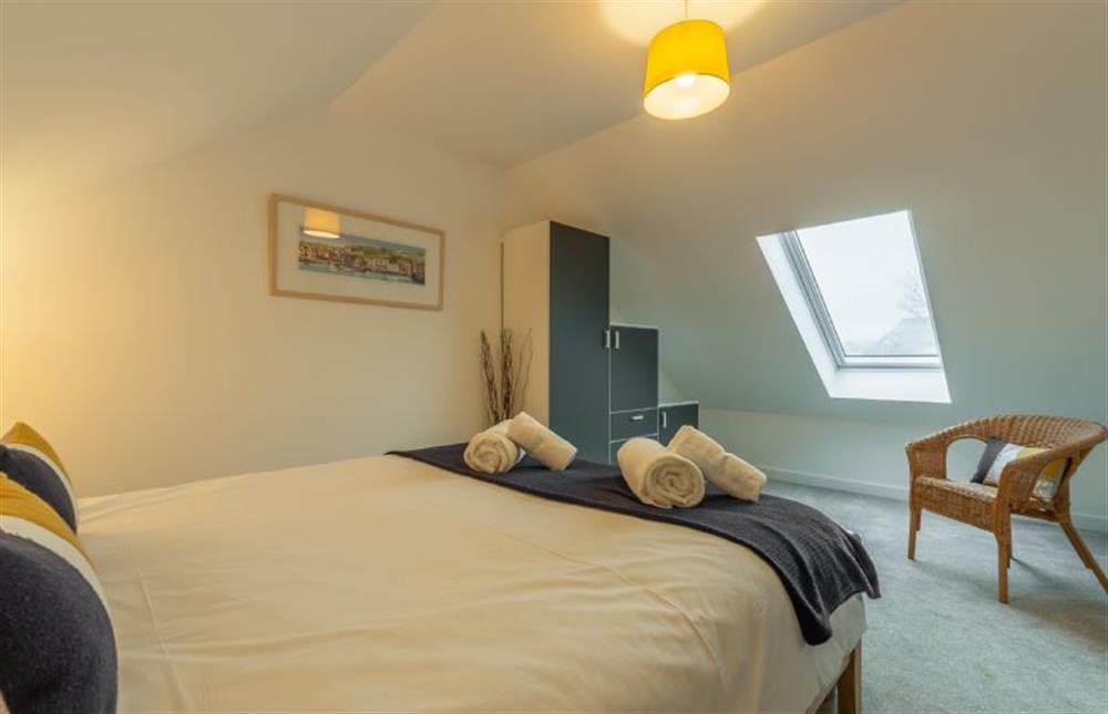 Bedroom two with king-size bed and veluxe window at Beacon View, St Agnes 