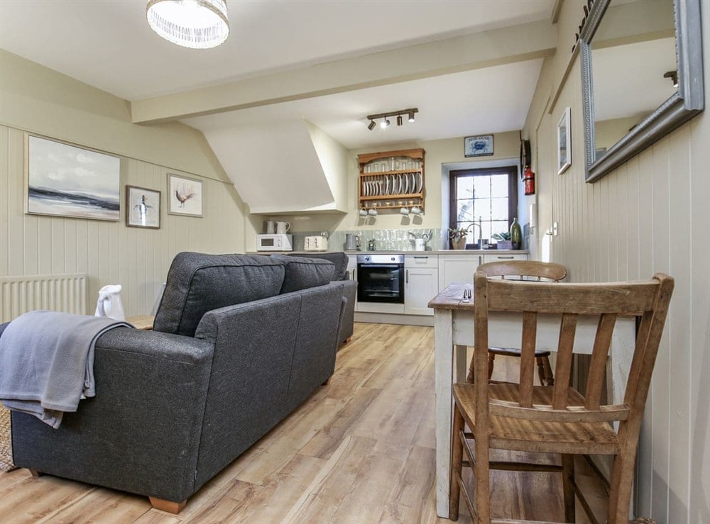 Open plan living space at Beadnell Bay Cottage in Beadnell, Northumberland