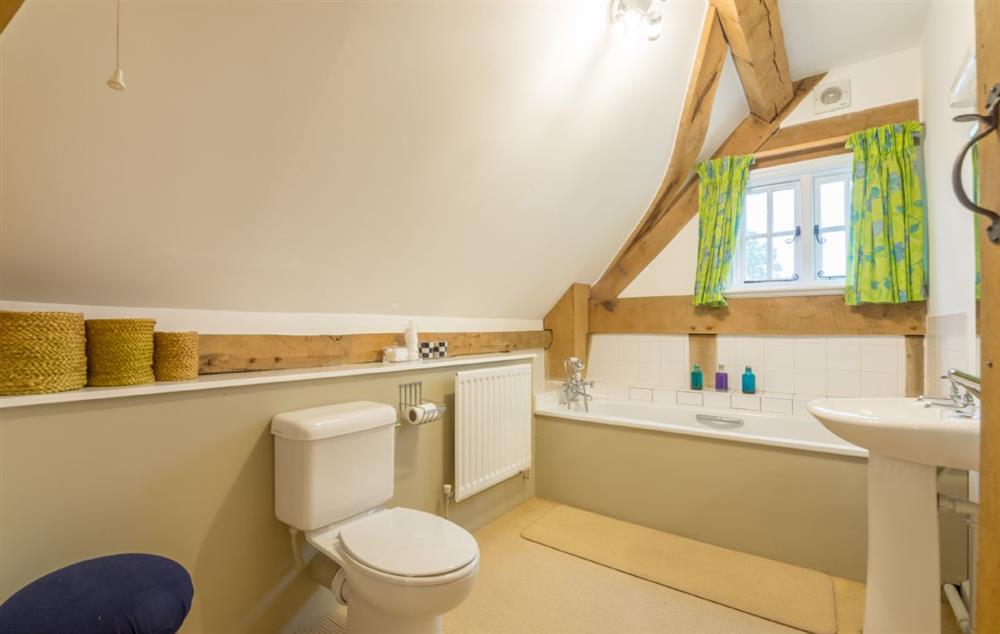Bathroom with shower attachment at Bearwood Cottage, Pembridge