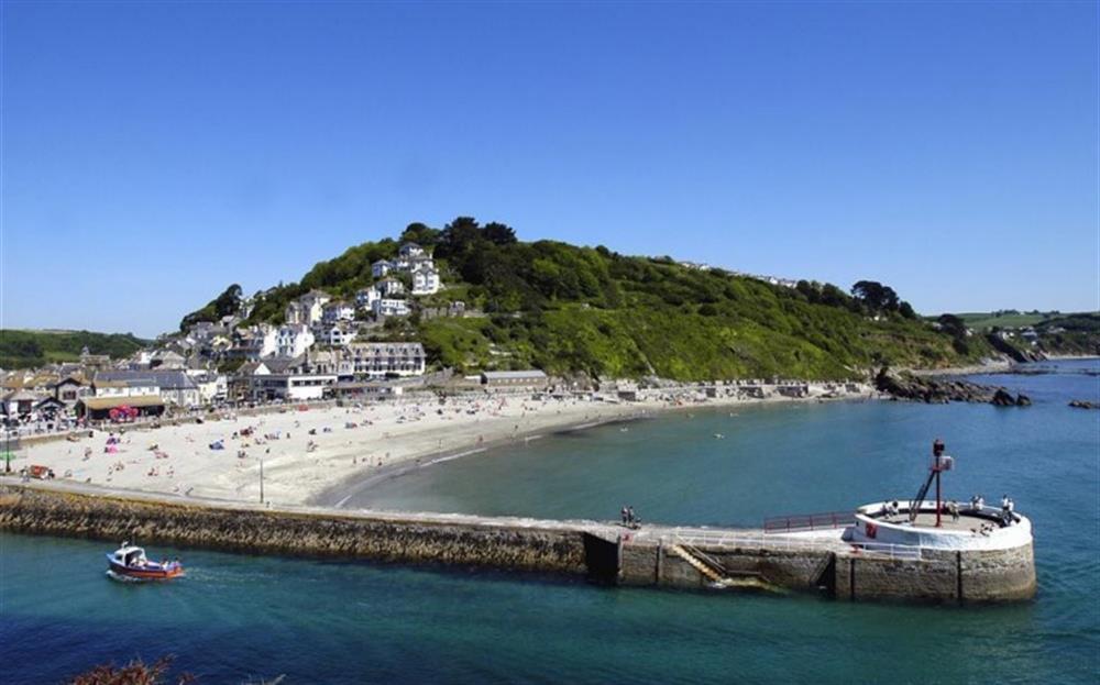 The sandy beach at Looe, next to banjo pier at Beau Rivage in Looe