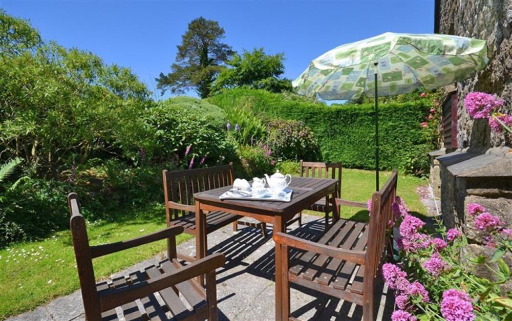 Enjoy a Devon CreamTea in the sunny garden. at Beckaford Cottage in Manaton