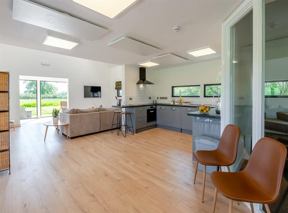 Open plan living space at Beckside Farm in Ashbourne, Derbyshire