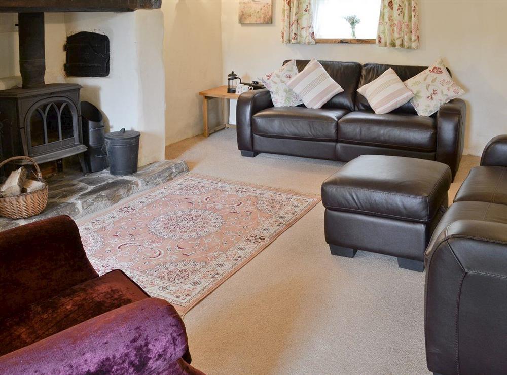 Comfortable living room at Bee Bowl Cottage in Landcross, near Bideford, Devon