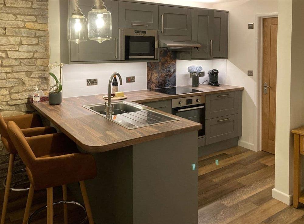 Kitchen area at Bee Cottage in East Lydford, near Somerton, Somerset