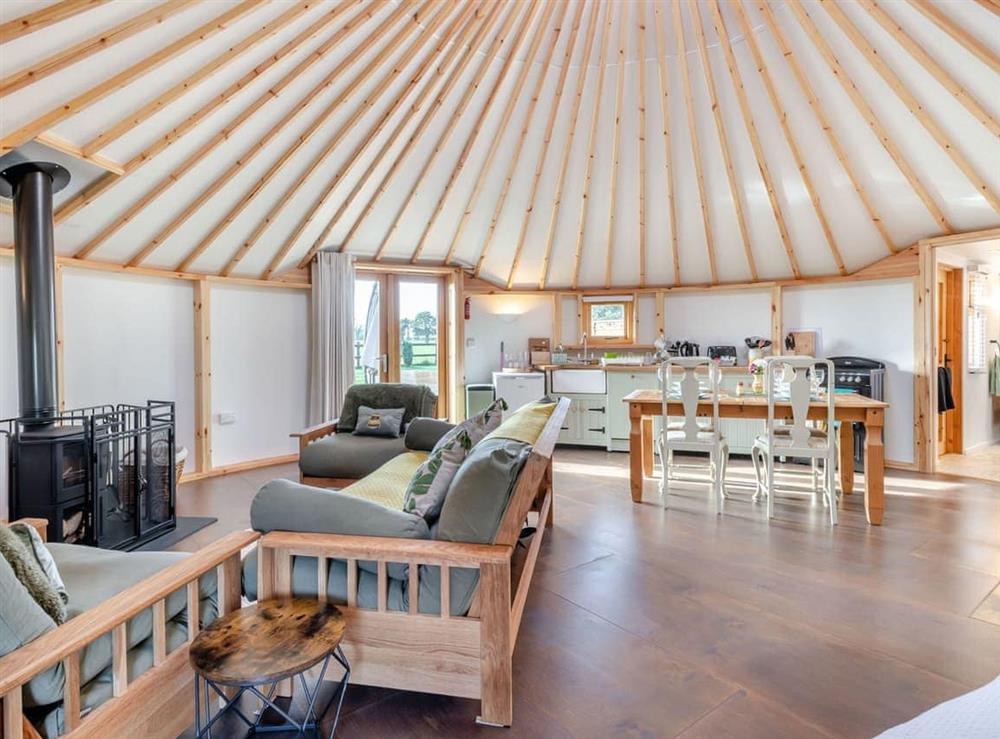 Open plan living space at Bee Roundhouse in South Walsham, Norfolk