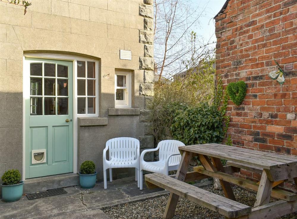 Rear courtyard garden at Beech Cottage in Scalby, near Scarborough, North Yorkshire