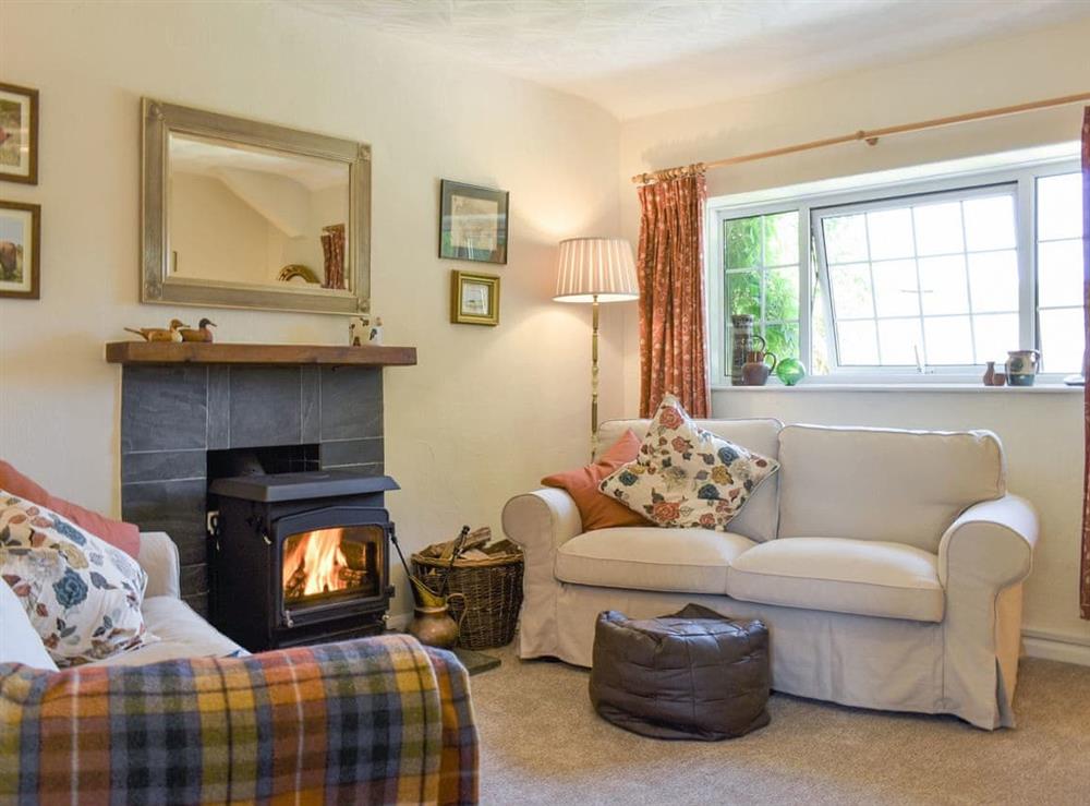 Living room at Beech Tree Cottage at Blackaton Manor Farm in Widecombe-in-the-Moor, Devon