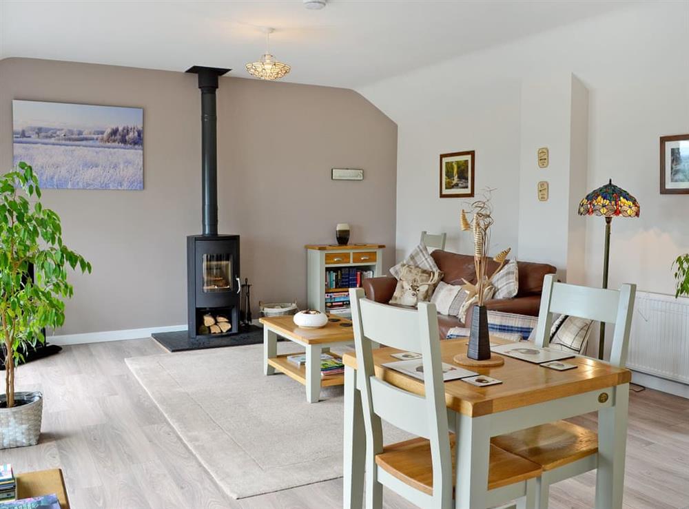 Stylishly furnished open plan living space at Beehive Cottage in Denbigh, Denbighshire