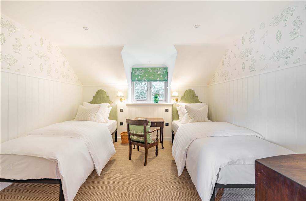 Bedroom three, with pretty twin beds at Beehive, Dorchester