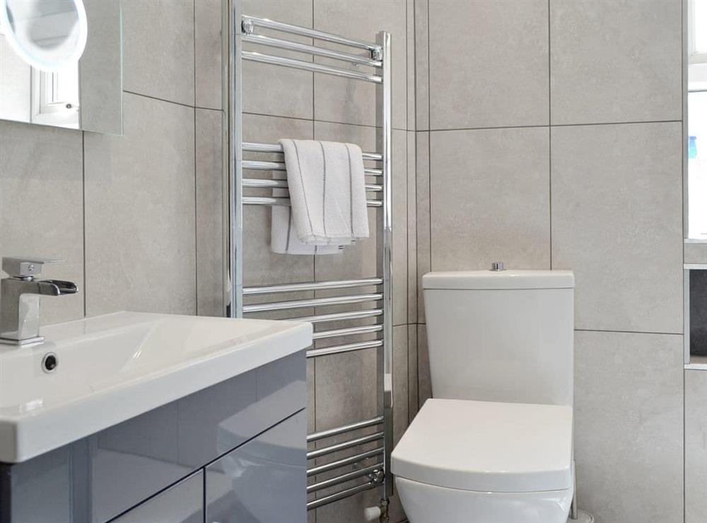 Shower room with heated towel rail at Belfrey House in York, North Yorkshire