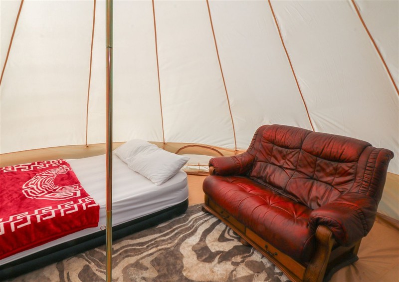 One of the bedrooms at Bell Tent One, Holmesfield near Dronfield