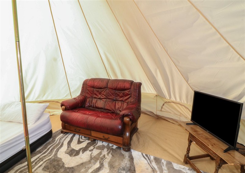 This is the bedroom at Bell Tent One, Holmesfield near Dronfield