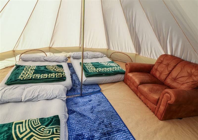 One of the bedrooms at Bell Tent Three, Holmesfield near Dronfield