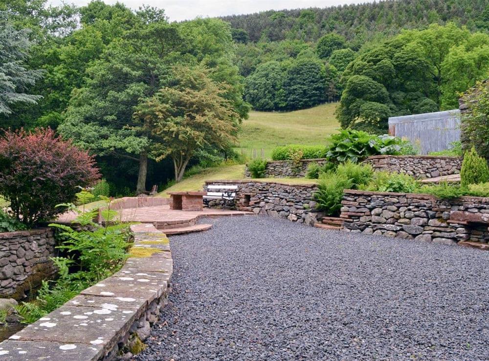 Patio area within garden at Bellegrove Cottage in Watermillock, Ullswater, Cumbria