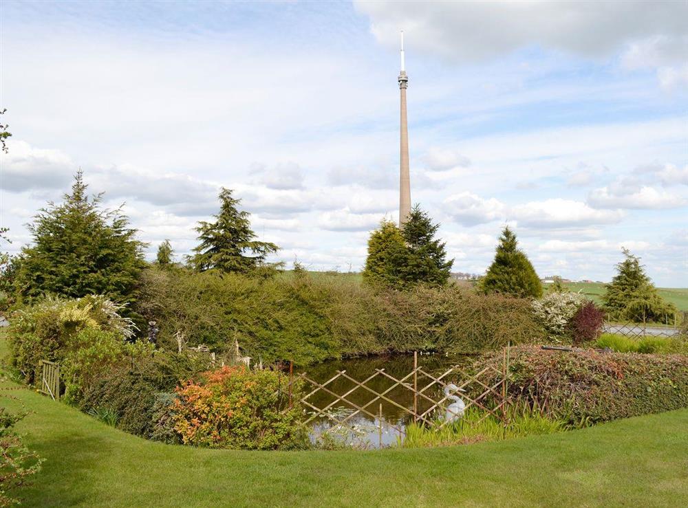 View of Emely Moor tower from the garden at Bellhouse Croft in Shelley, near Huddersfield, West Yorkshire