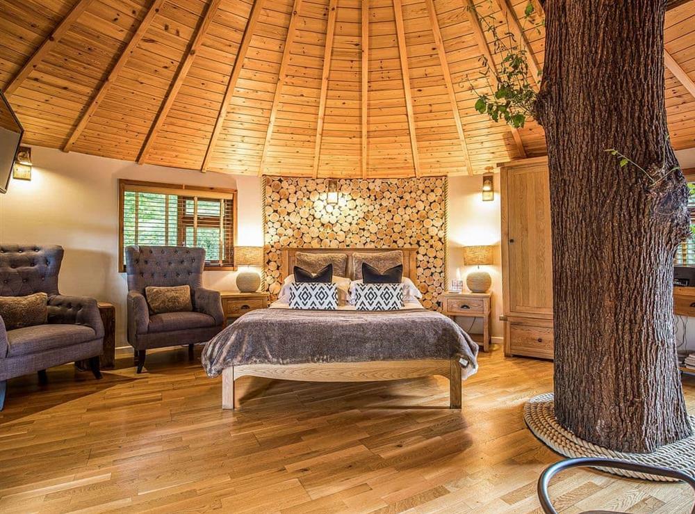 The living room at Bensfield Treehouse in Wadhurst, East Sussex