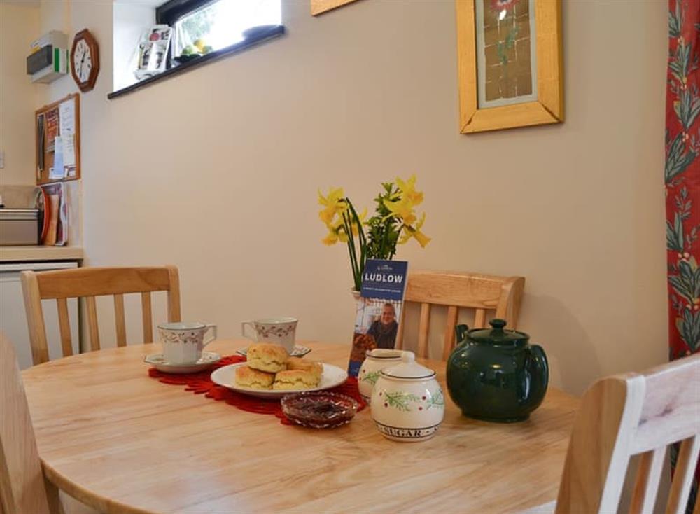 Dining area at Berries at Yew Tree Cottage in Whitton, near Ludlow, Shropshire