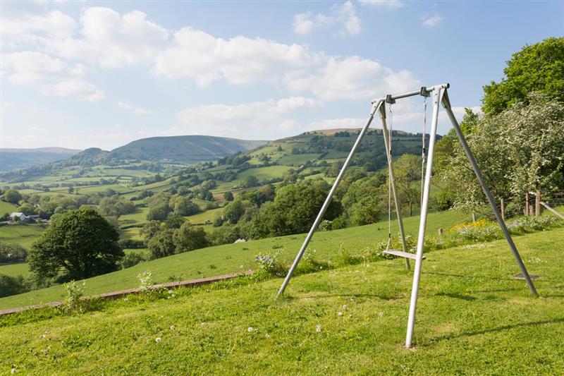 Swing and views at Berry Wood Barn, Abergavenny, Gwent