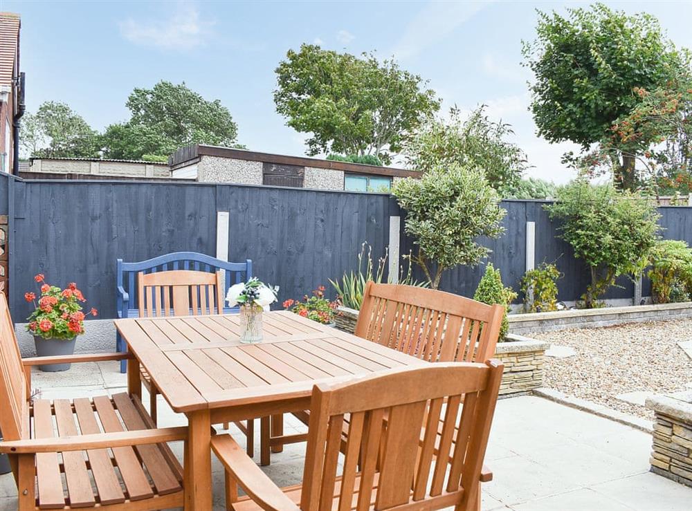 Outdoor eating area at Berwick Lodge in Thornton-Cleveleys, near Blackpool, Lancashire