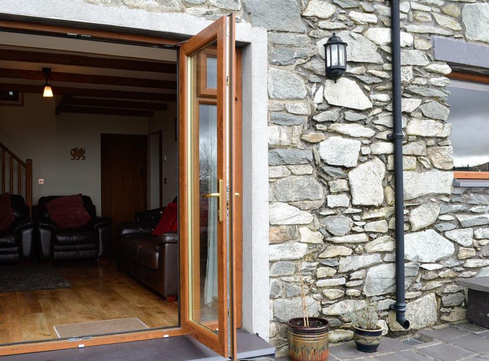 Patio doors at Beudy Bach in Cilgwyn, near Caernarfon, Gwynned, Gwynedd