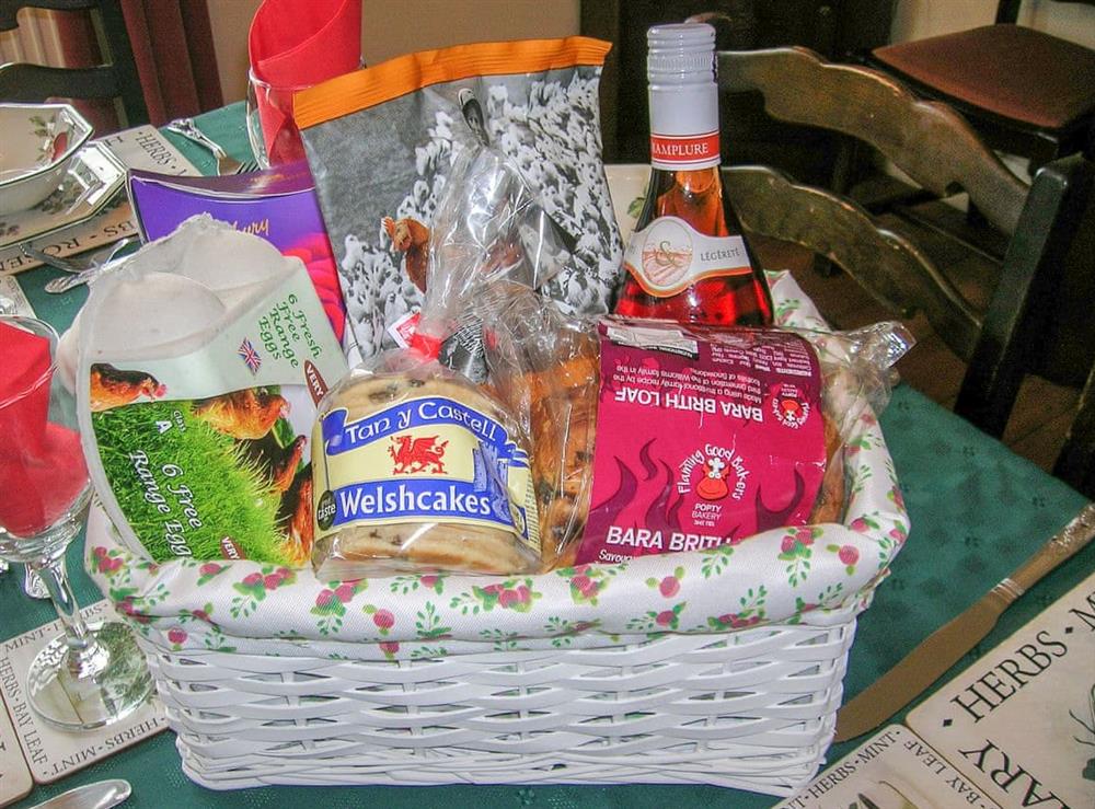 Typical welcome pack at Bevan House in Hundred House, near Builth Wells, Powys