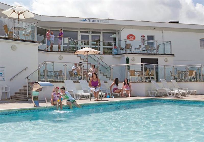 Bar,terrace and outdoor heated swimming pool at Beverley Bay in Paignton, Devon
