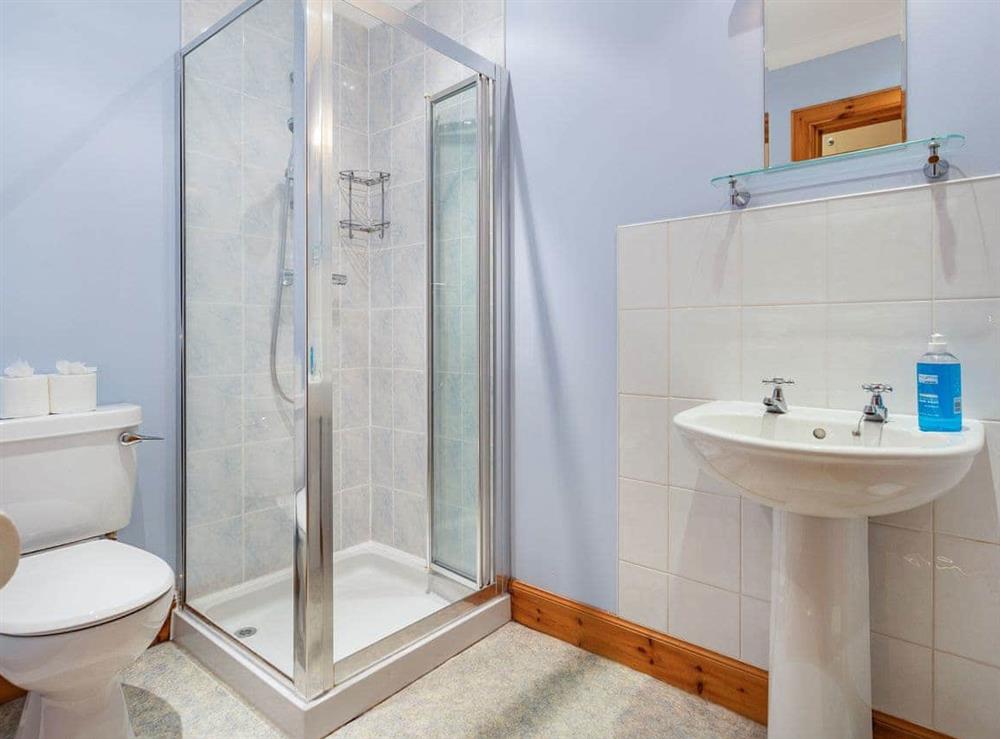 Shower room at Bidean Lodge in Glencoe Village, Argyll., Great Britain