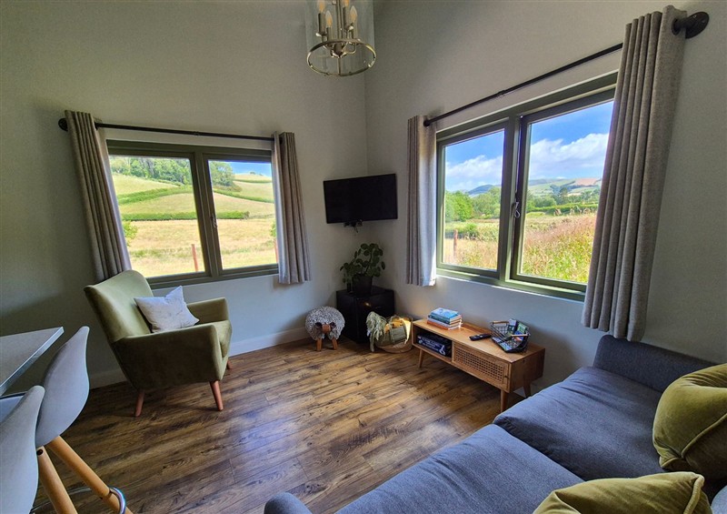 The living room at Birch Banc Retreats - Bedw, Oakley Park near Llanidloes