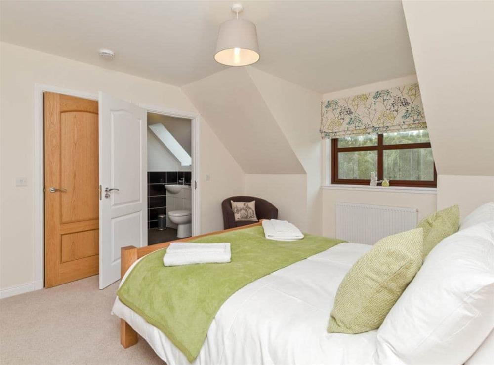 Attractive double bedroom with 5ft bed and en-suite at Birch Corner in Aviemore, Inverness-Shire
