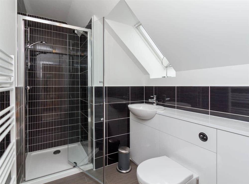 En-suite shower room at Birch Corner in Aviemore, Inverness-Shire