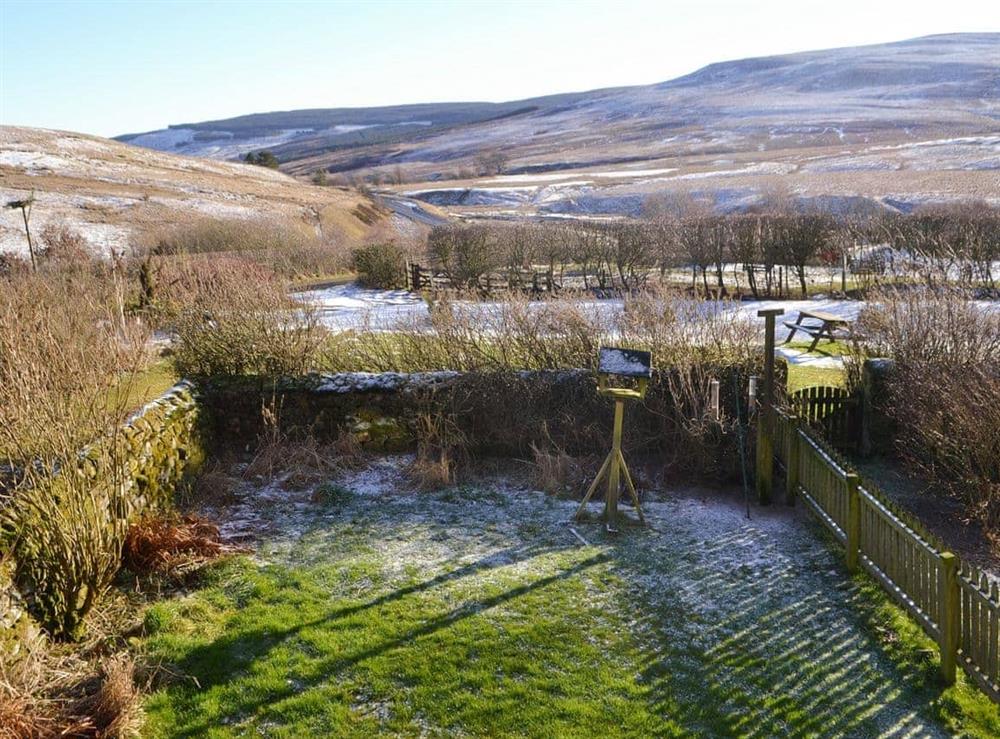 A wintery view from upstairs at Birch Cottage in Byrness Village, near Otterburn, Tyne And Wear
