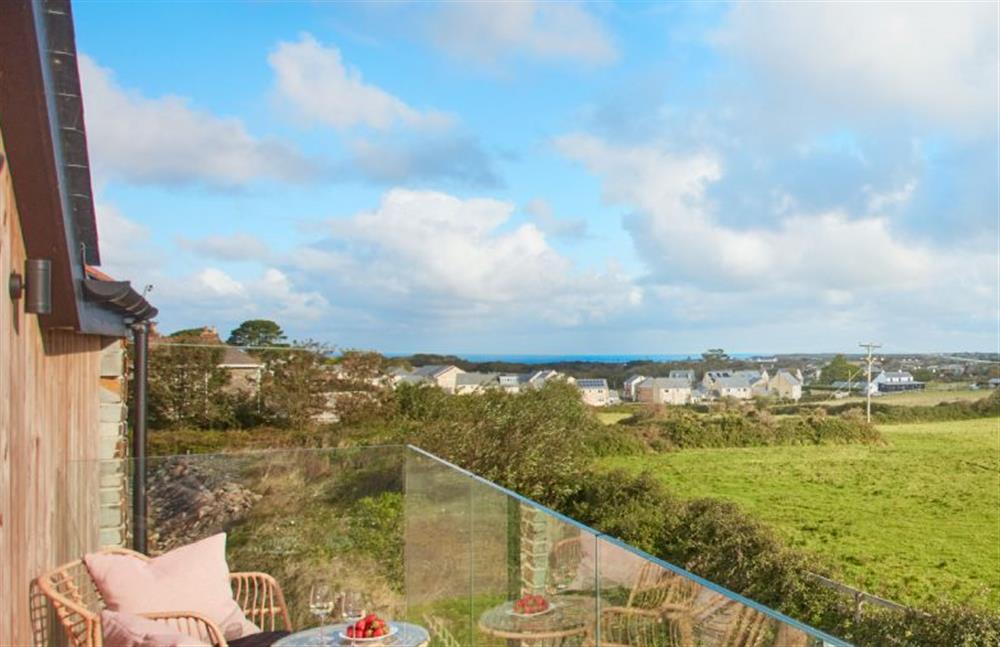 Birch House, Cornwall:  Balcony with country views and far reaching sea views at Birch House, St Agnes