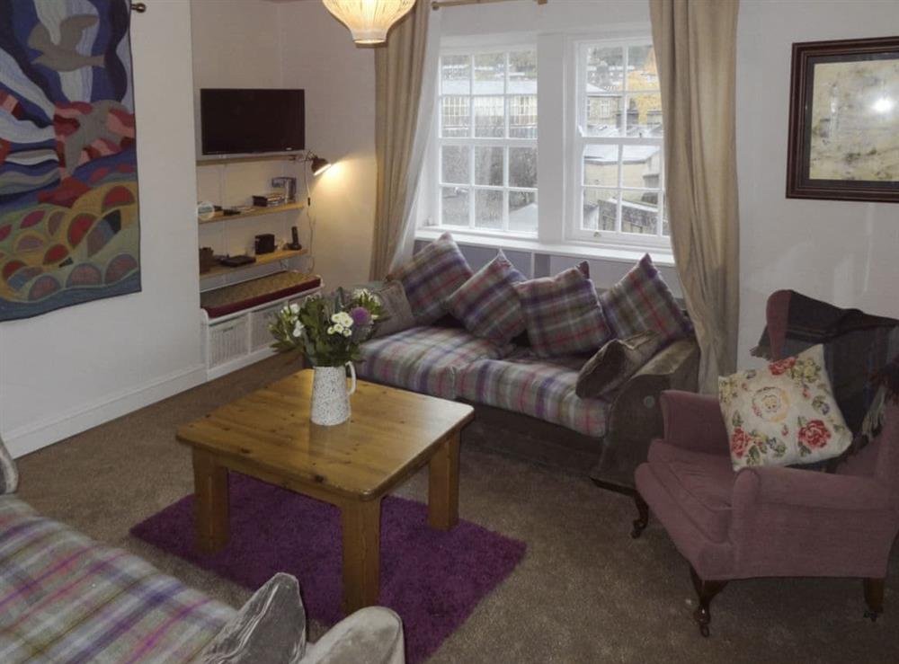 Cosy living room at Birkenhead Cottage in Hebden Bridge, Yorkshire, West Yorkshire