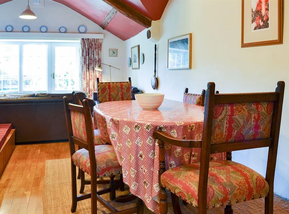 Lovely dining area with quirky ceiling at Birkerthwaite Cottage in Eskdale, Cumbria