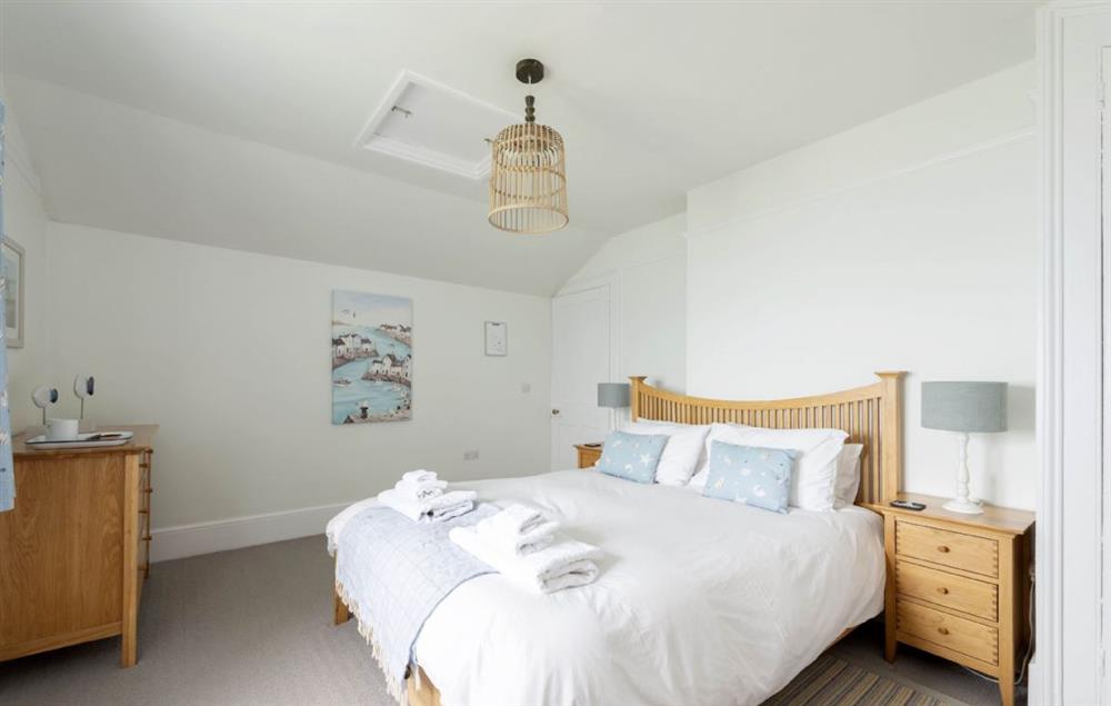 Double bedroom with 5’ king-size bed and sea views (photo 2) at Bishop Rock, The Lizard