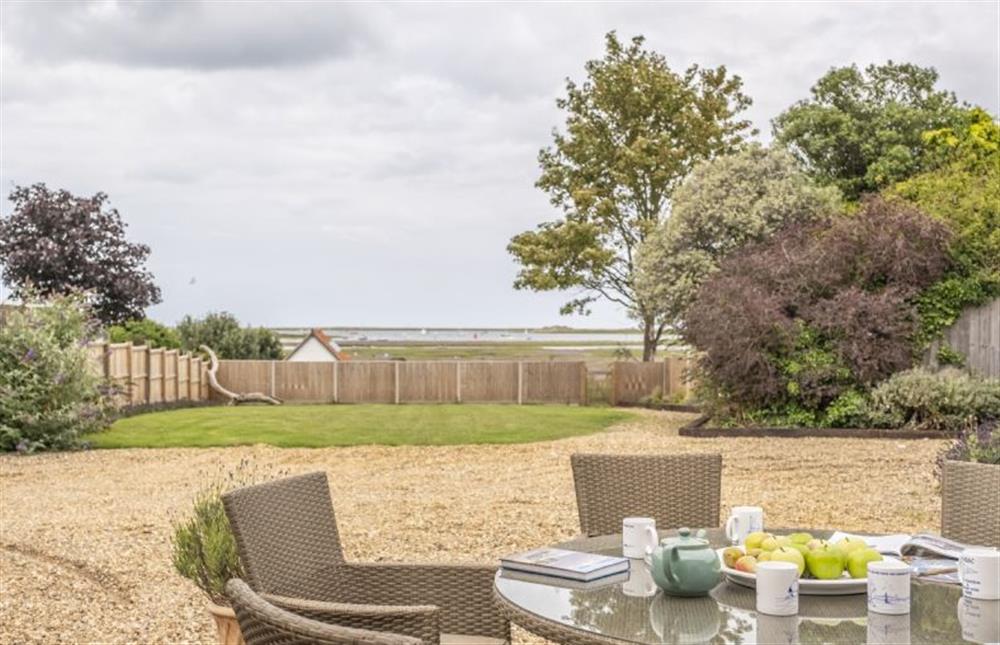 Outdoor dining area at Blackhorse Cottage, Brancaster Staithe near Kings Lynn