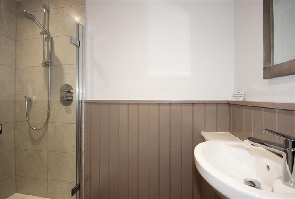 Shower room on lower ground floor at Blackstone Cottage in Devon Road, Salcombe