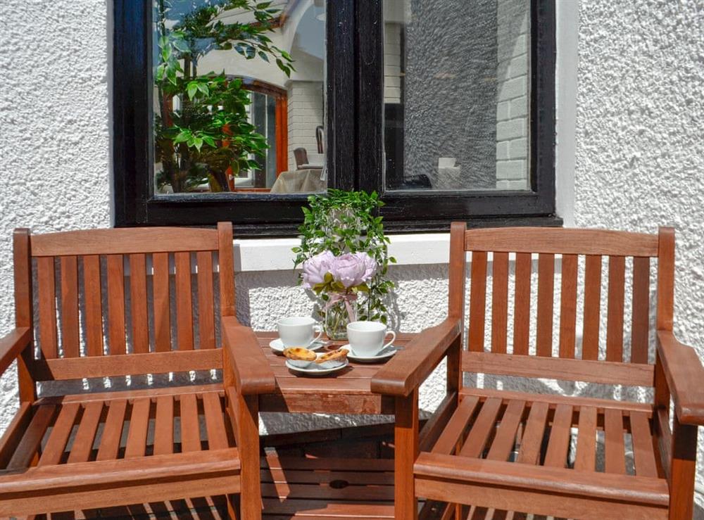 Sitting-out-area at Blair Terrace in Portpatrick, near Stranraer, Dumfries and Galloway, Wigtownshire