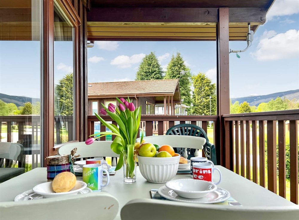 Sitting-out-area at Blairlagan Lodge in Hunters Quay, near Dunoon, Argyll
