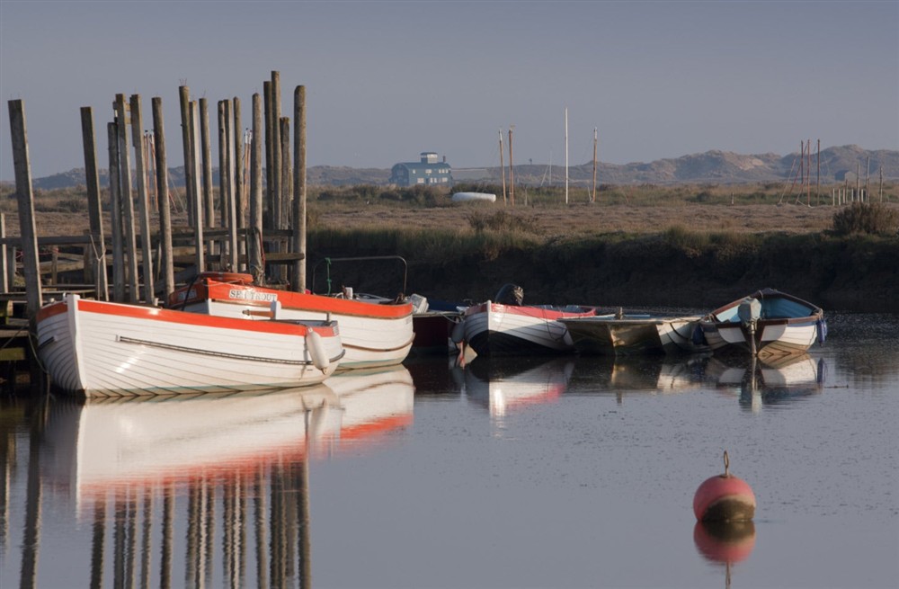 Ferry boats at Blakeney Lodge in Blakeney, Norfolk