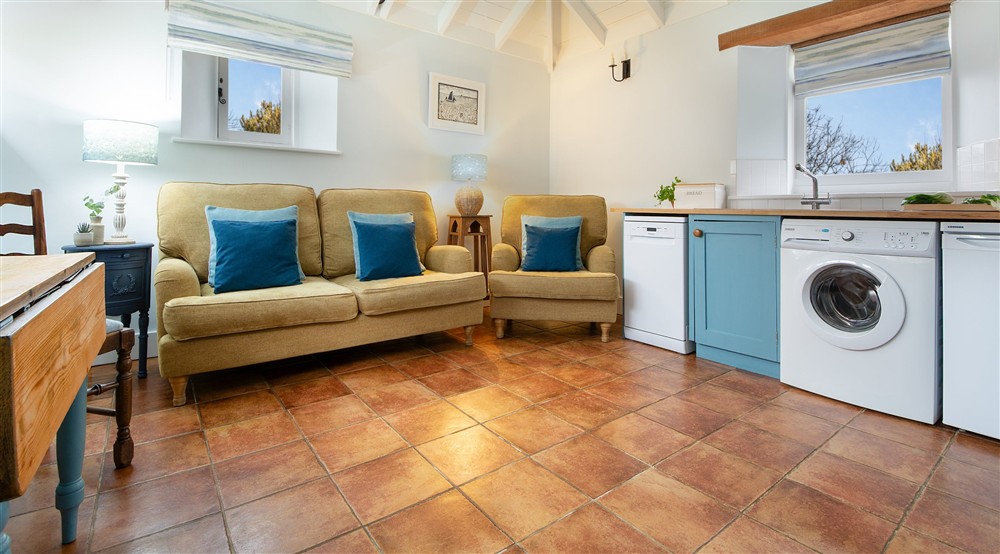 The open-plan living space at Blakeney Lodge in Blakeney, Norfolk