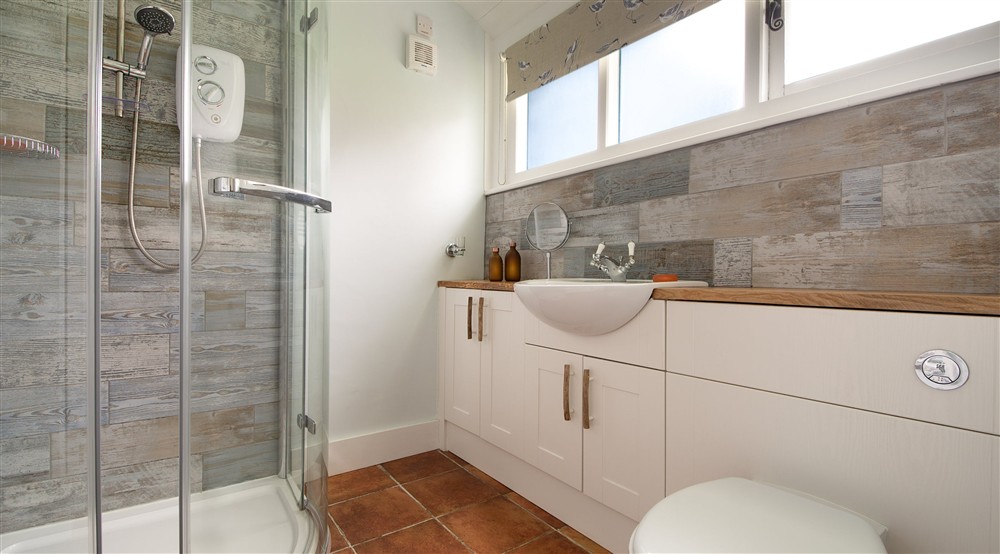 The shower room at Blakeney Lodge in Blakeney, Norfolk