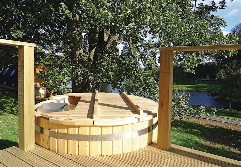 Hot tub in Lakeside Pod VIP at Blossom Plantation Pods in Chathill, Nr Alnwick