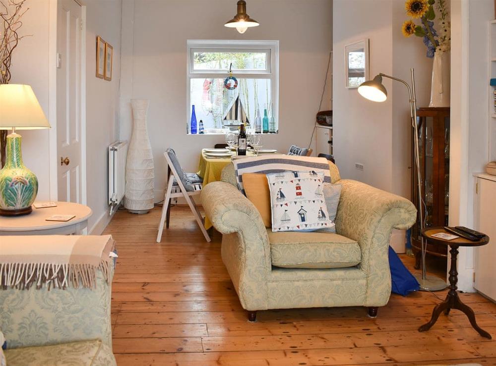 Through living and dining rooms at Blue Cottage in Broadstairs, England