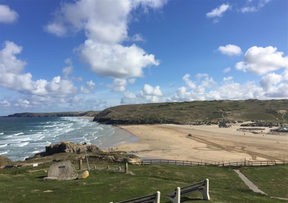 Perranporth Beach, on the north coast, is dog friendly all year round. at Blue Cottage in Feock
