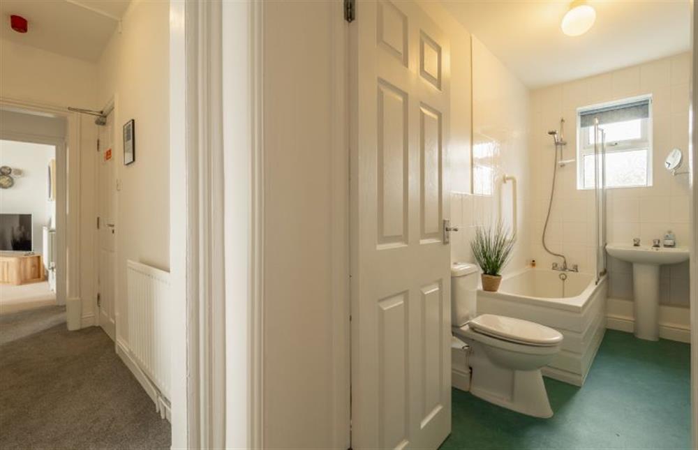 First floor: Showing bathroom from the hallway at Blue Skies Apartment, Hunstanton