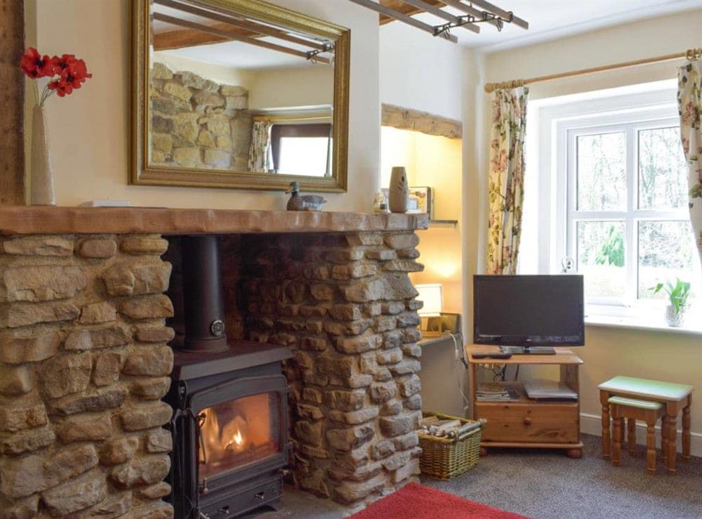 Characterful living area with wood burner at Bluebell Cottage in Calder Vale, near Garstang, Lancashire