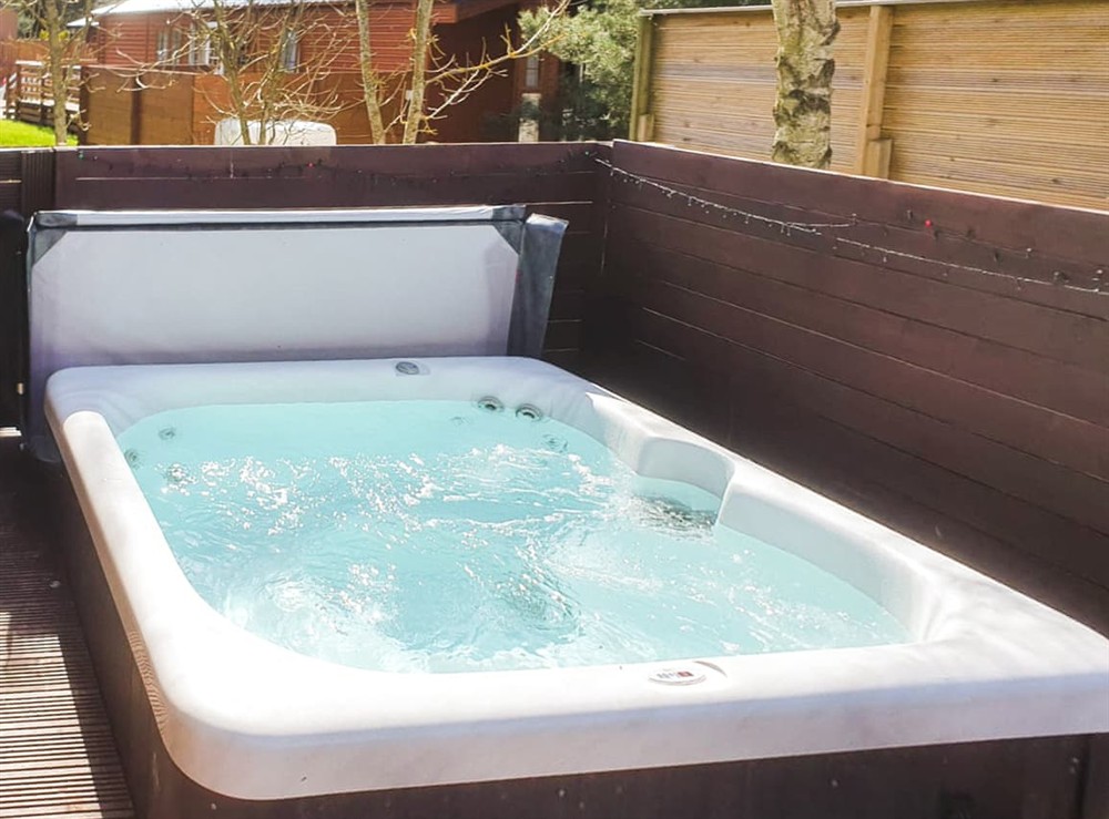 Hot tub at Bluebell Lodge in Felton, near Morpeth, Northumberland