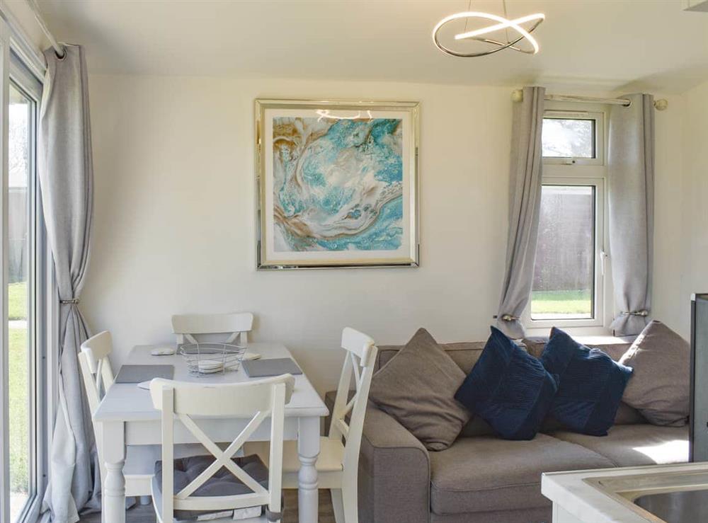Open plan living space at Bluebell Lodge in St. Merryn, near Padstow, Cornwall
